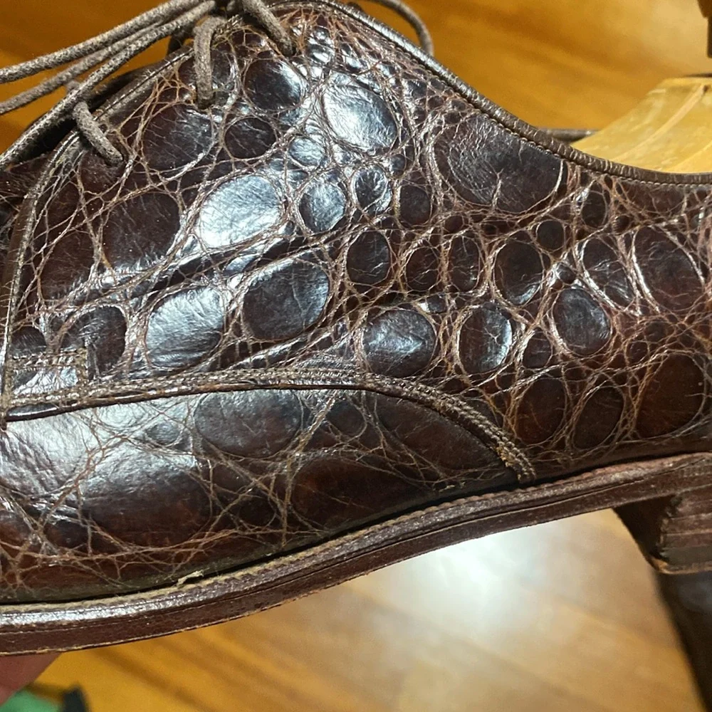 Vintage French shiner mens alligator shoes - Picture 11 of 12